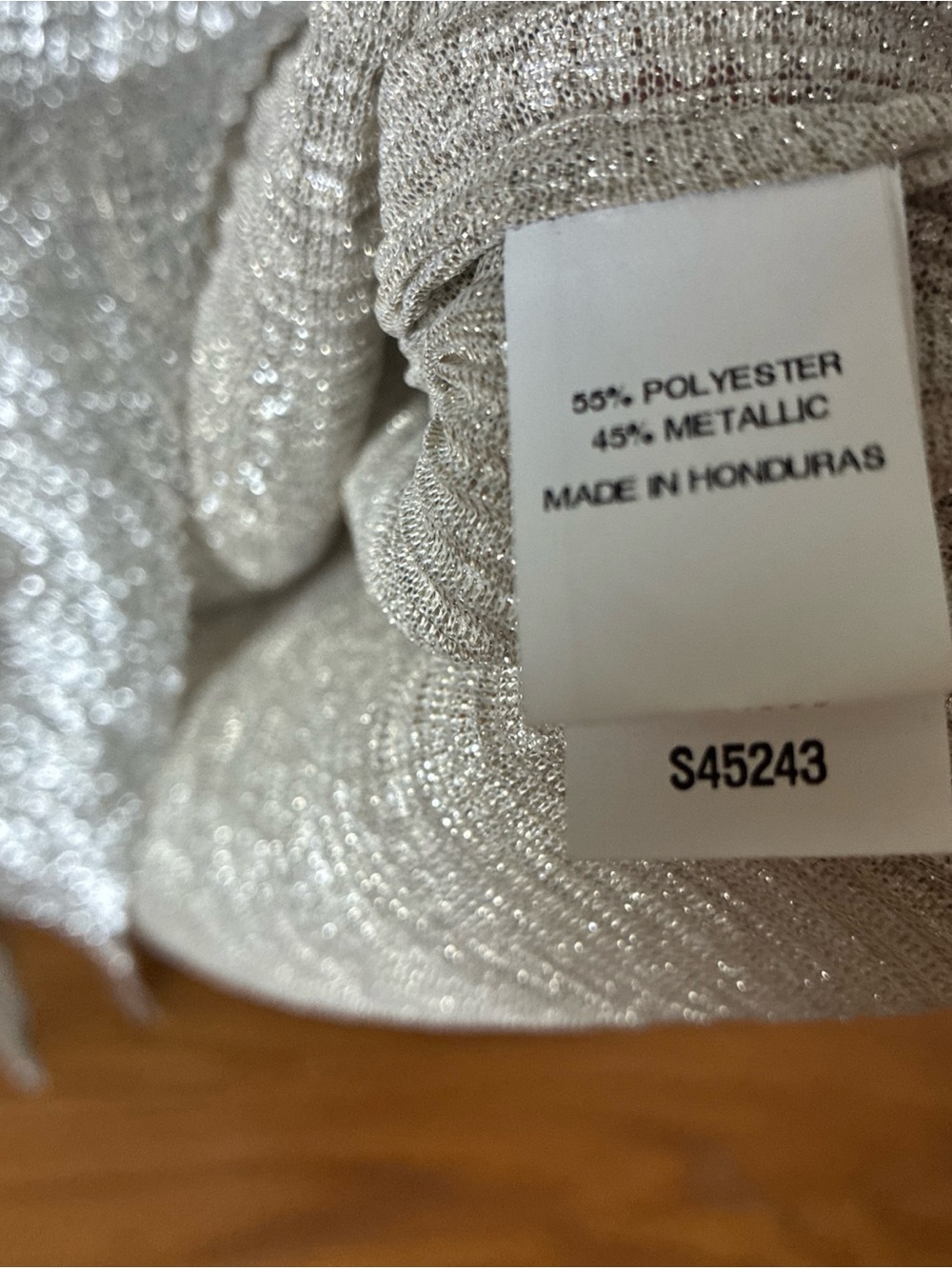 Ann Mashburn silver metallic tie neck long sleeve top size M - Picture 3 of 5
